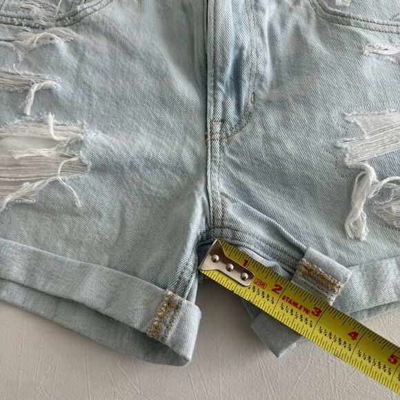 NWT American Eagle Womens Tomgirl Light Wash Denim Shorts Blue White Size 4 - Picture 7 of 8